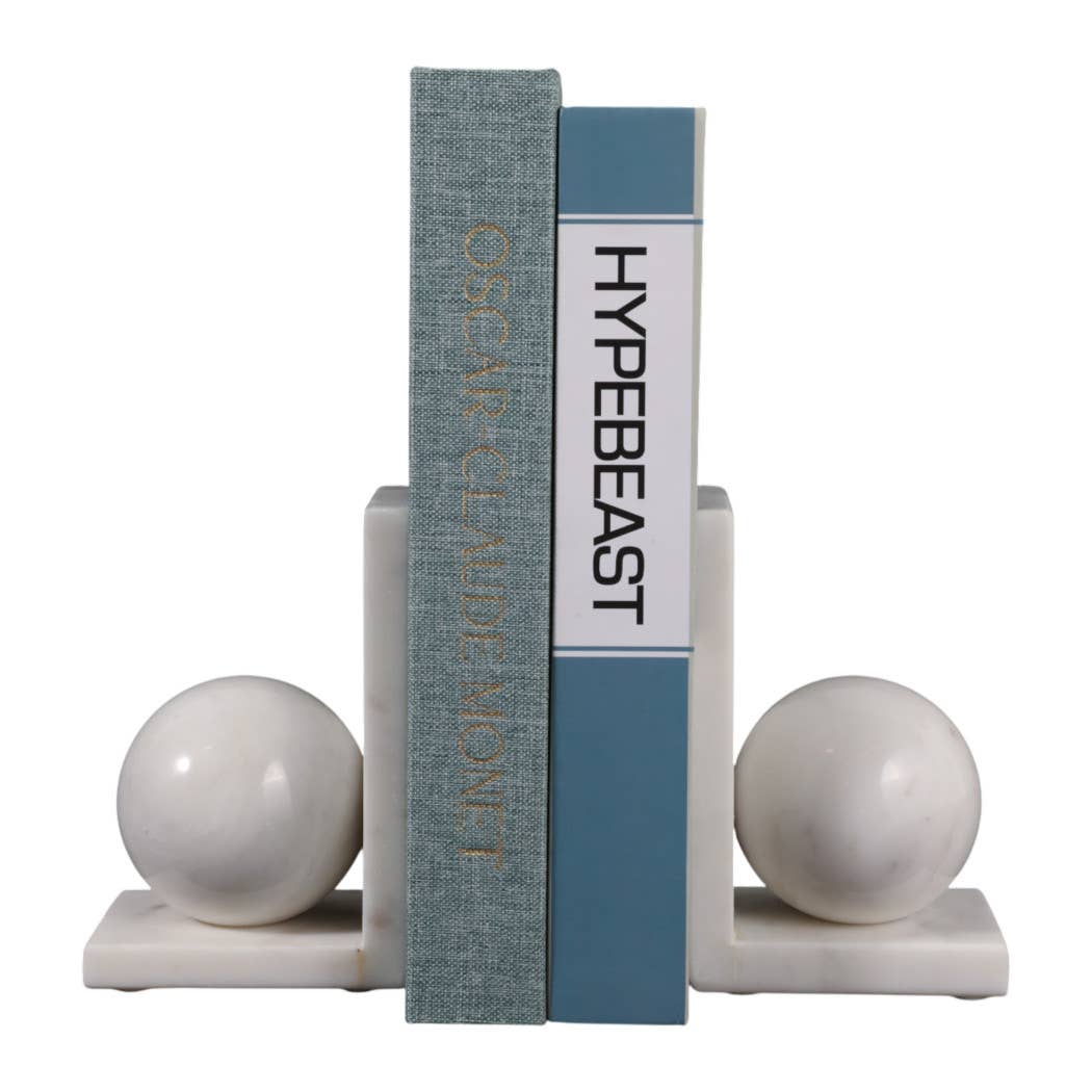 Marble Modern Orb Bookends