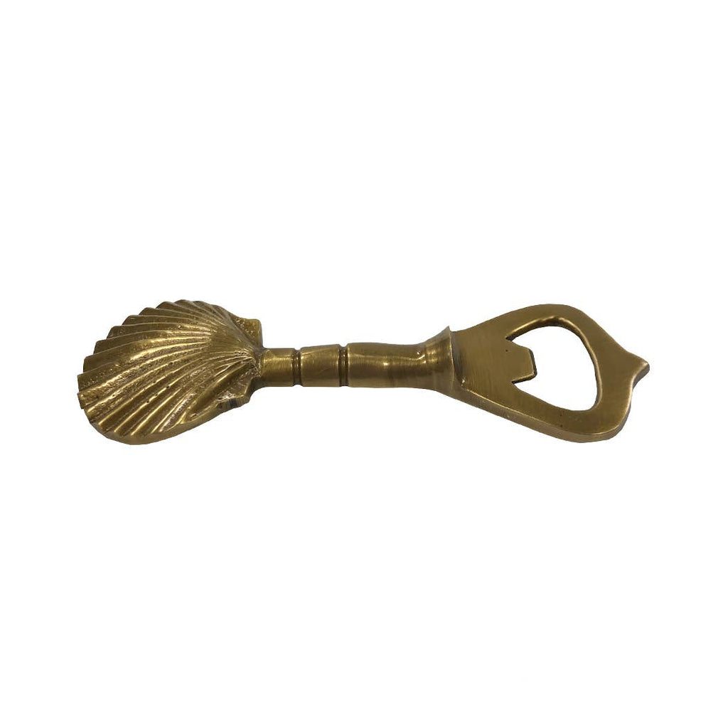 Antiqued Solid Brass Vintage Sea Shell Bottle Opener, 4-1/4"
