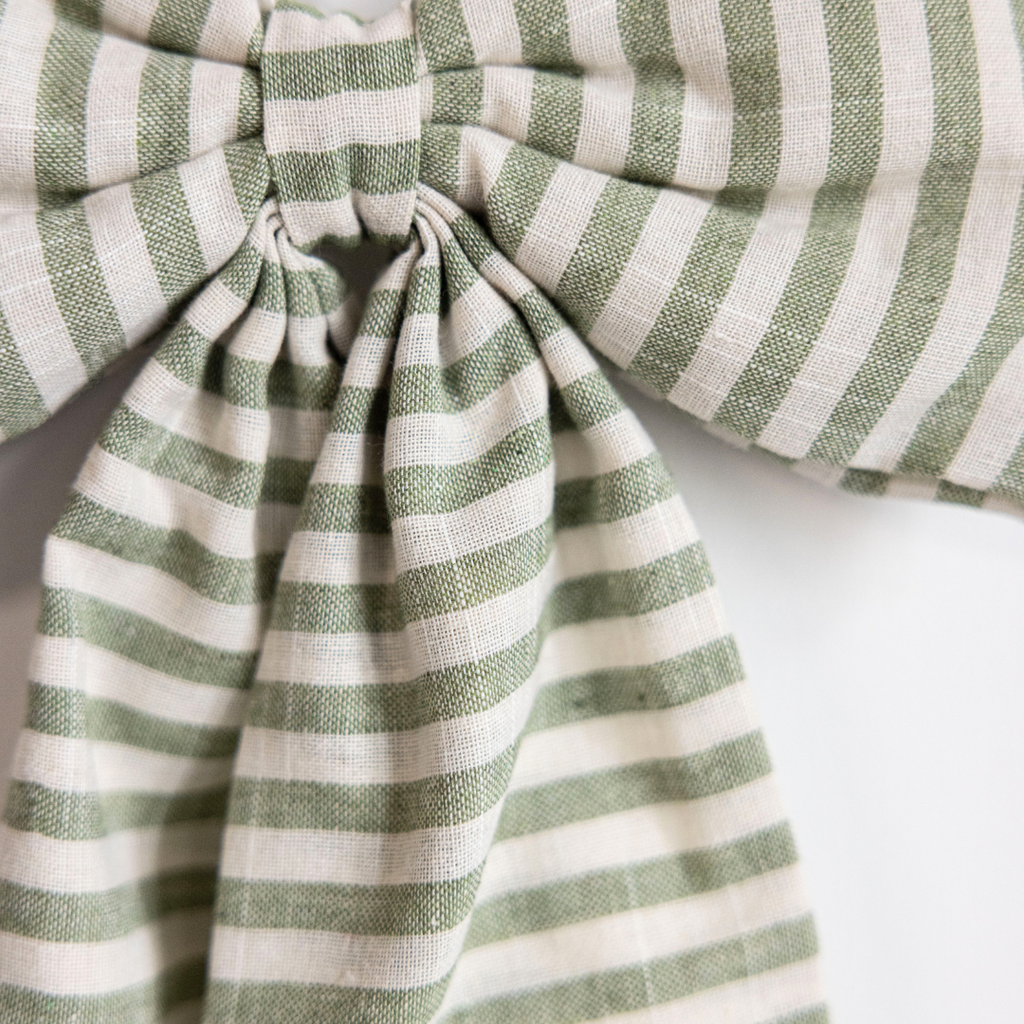 Small Bow- Striped Light Green Fabric