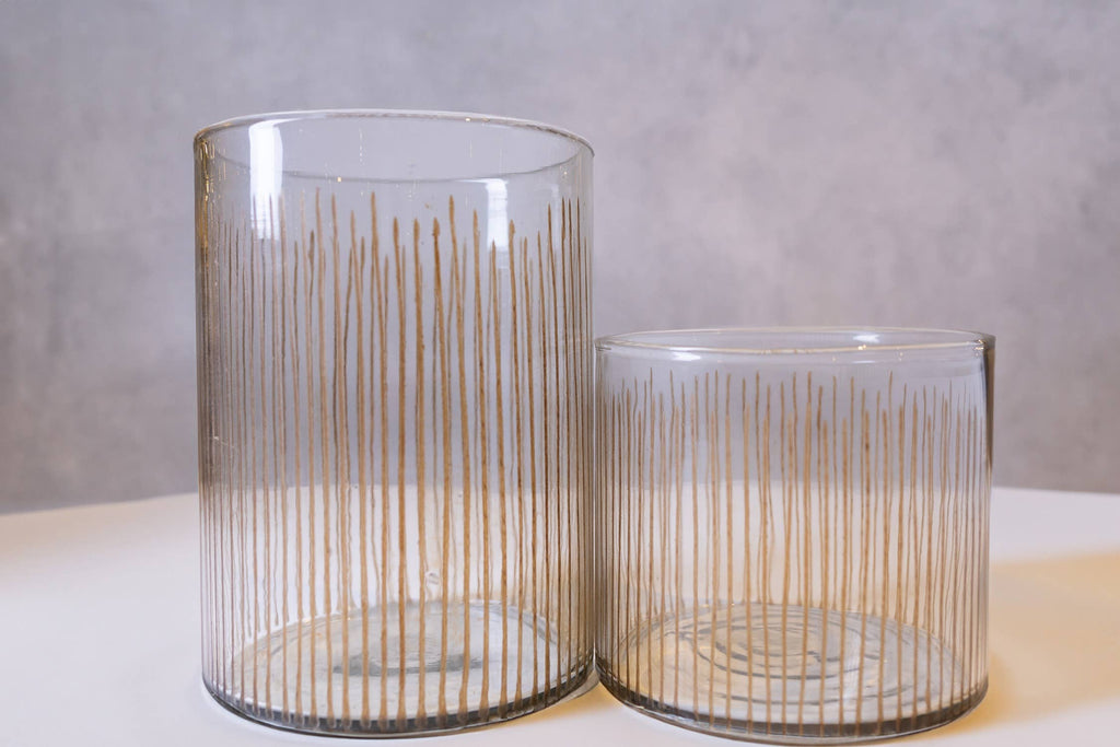 Hand Etched Glass Candle Holder