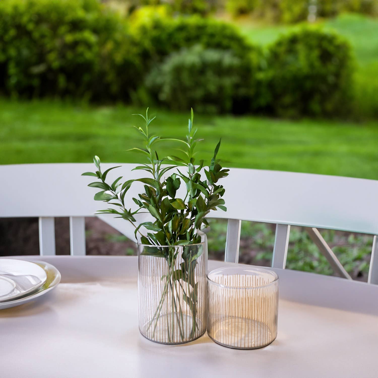 Hand Etched Glass Candle Holder