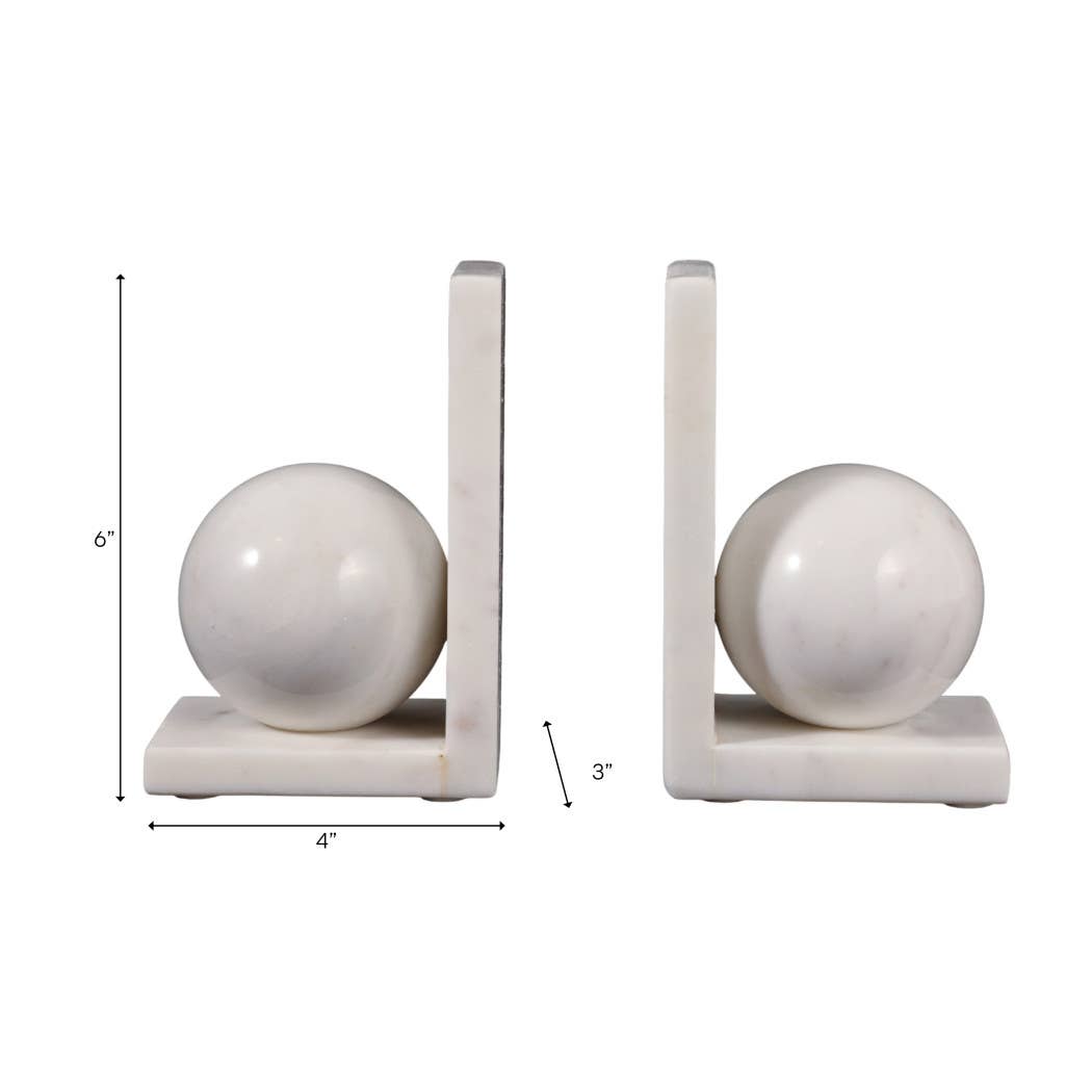 Marble Modern Orb Bookends