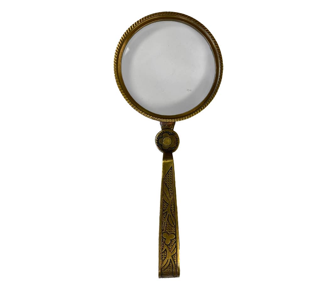 Antiqued Folding Brass Magnifying Glass | Tabletop decor