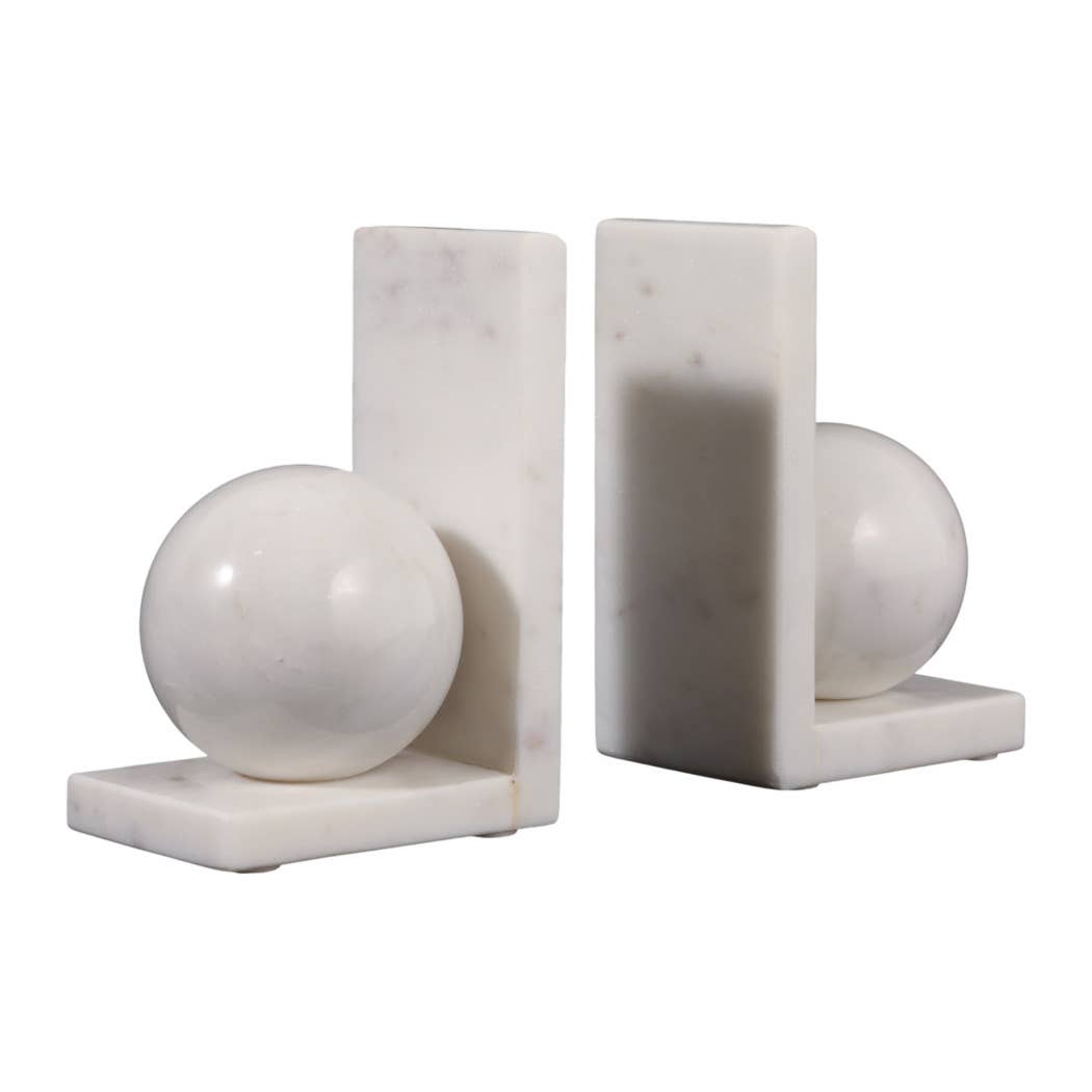 Marble Modern Orb Bookends