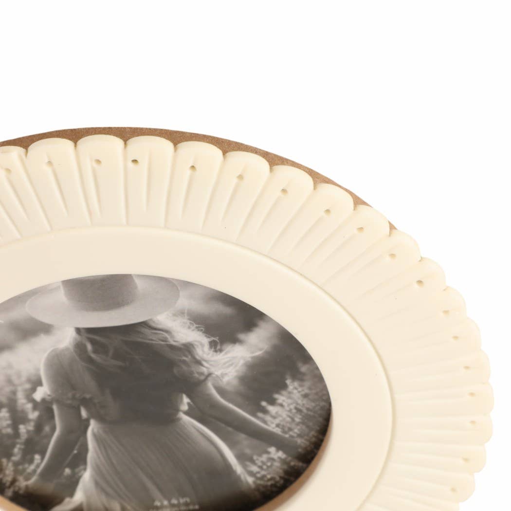 Ivory Resin Round Solid Etched Picture Frame