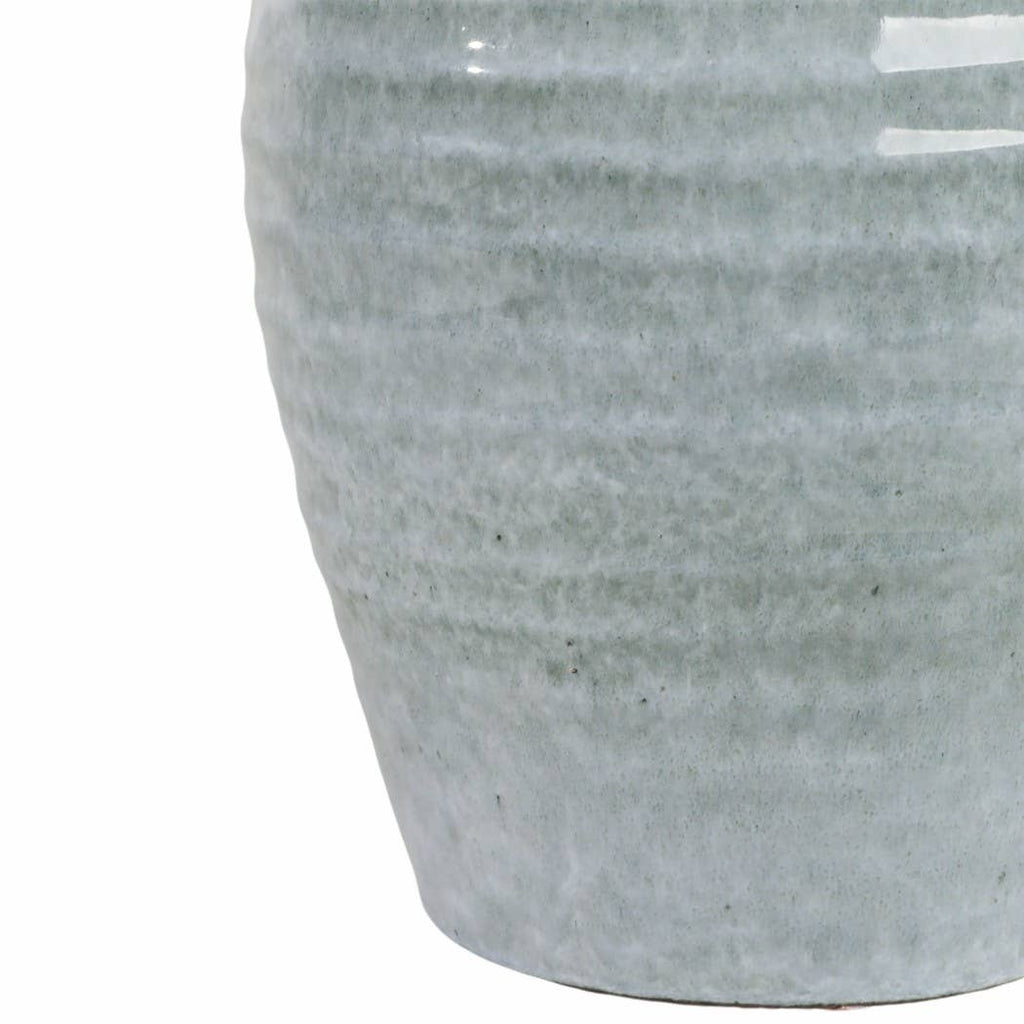 Table Lamp - Blue Ceramic Jug Handles Tapered Shade, 24 in.