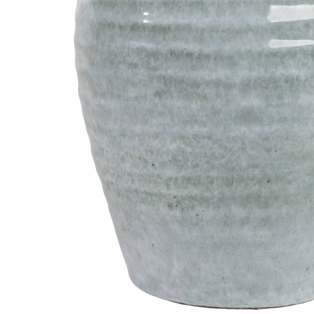 Table Lamp - Blue Ceramic Jug Handles Tapered Shade, 24 in.