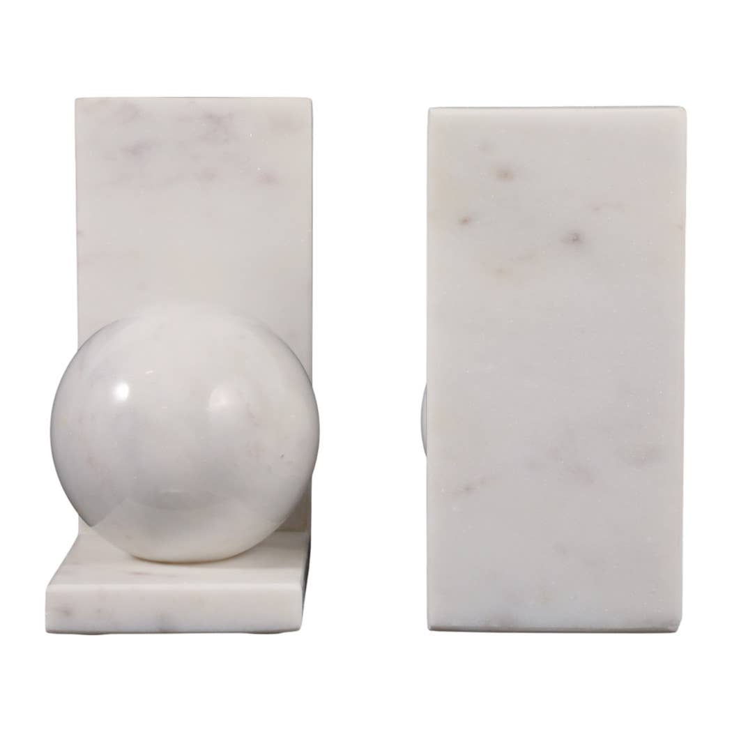 Marble Modern Orb Bookends