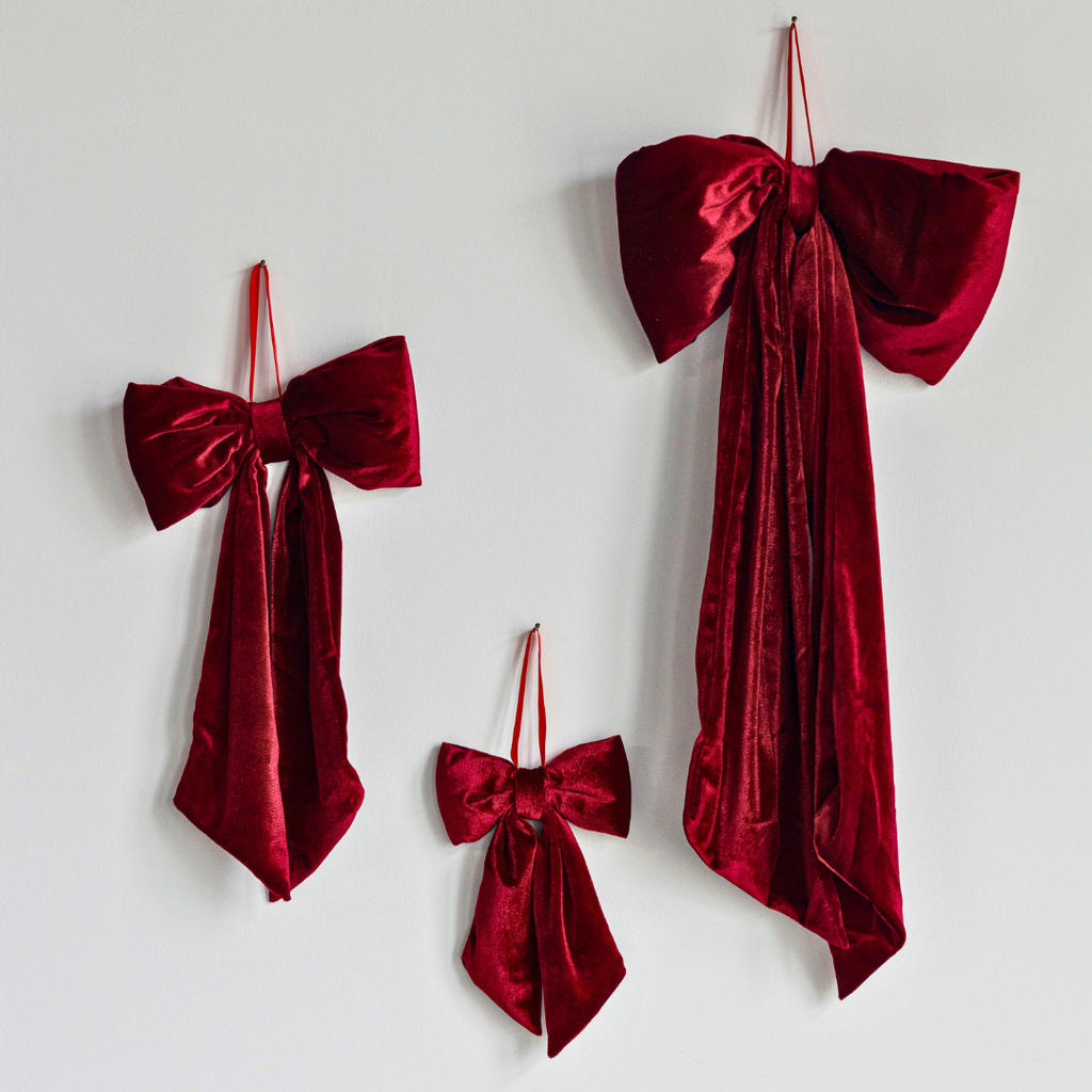 Small Bow- Red Velvet Fabric