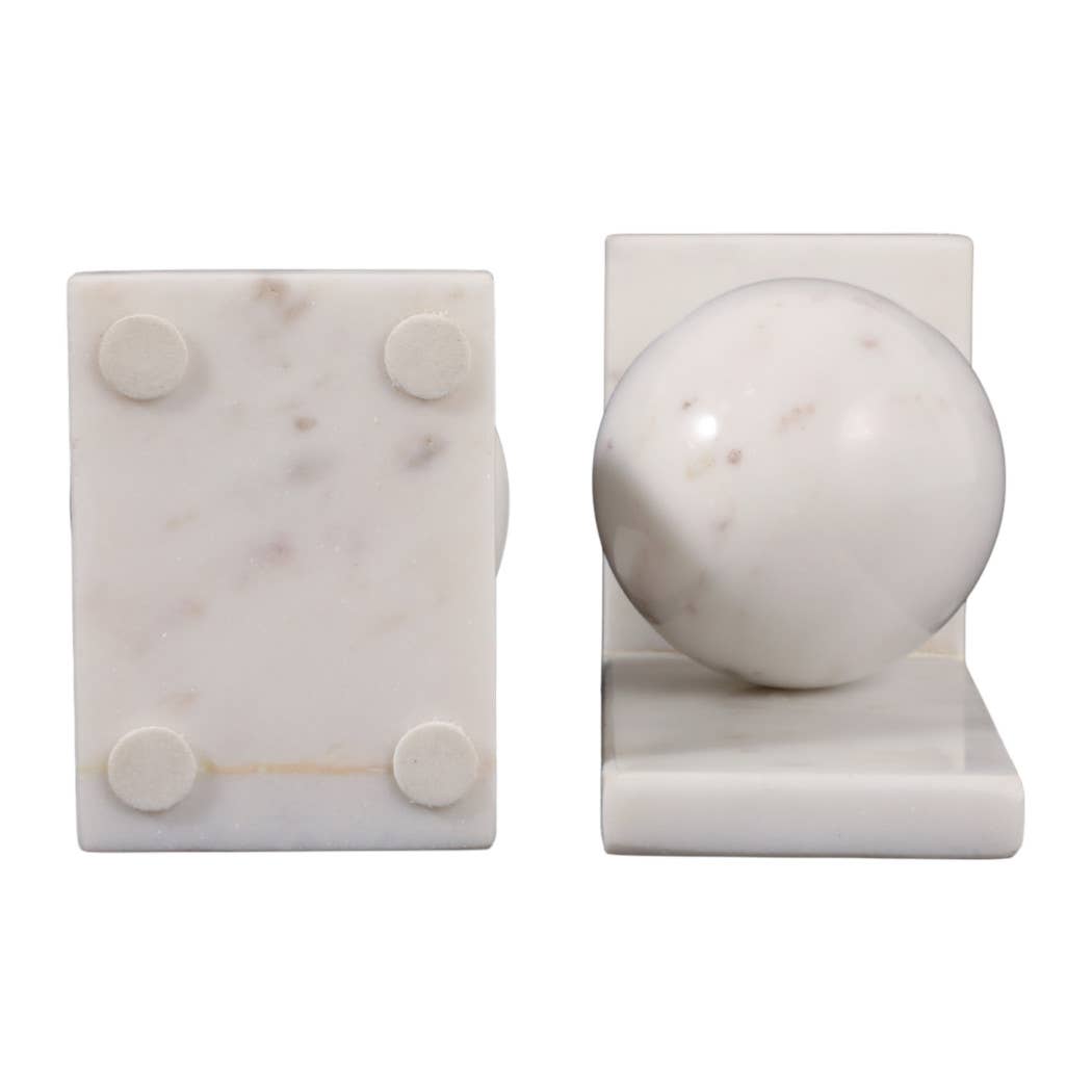 Marble Modern Orb Bookends