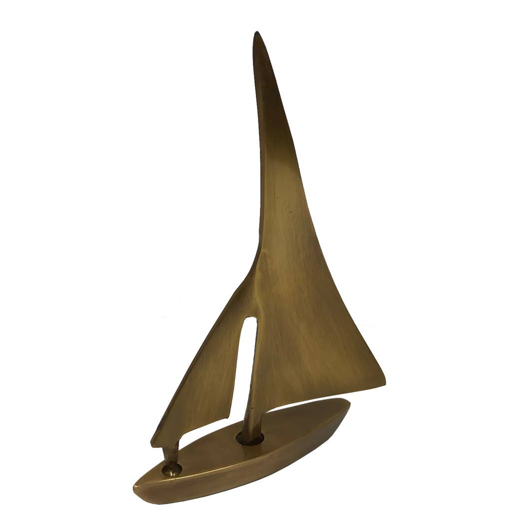 Antiqued Brass Sail Boat Paperweight Desk Decor, 5-1/4"