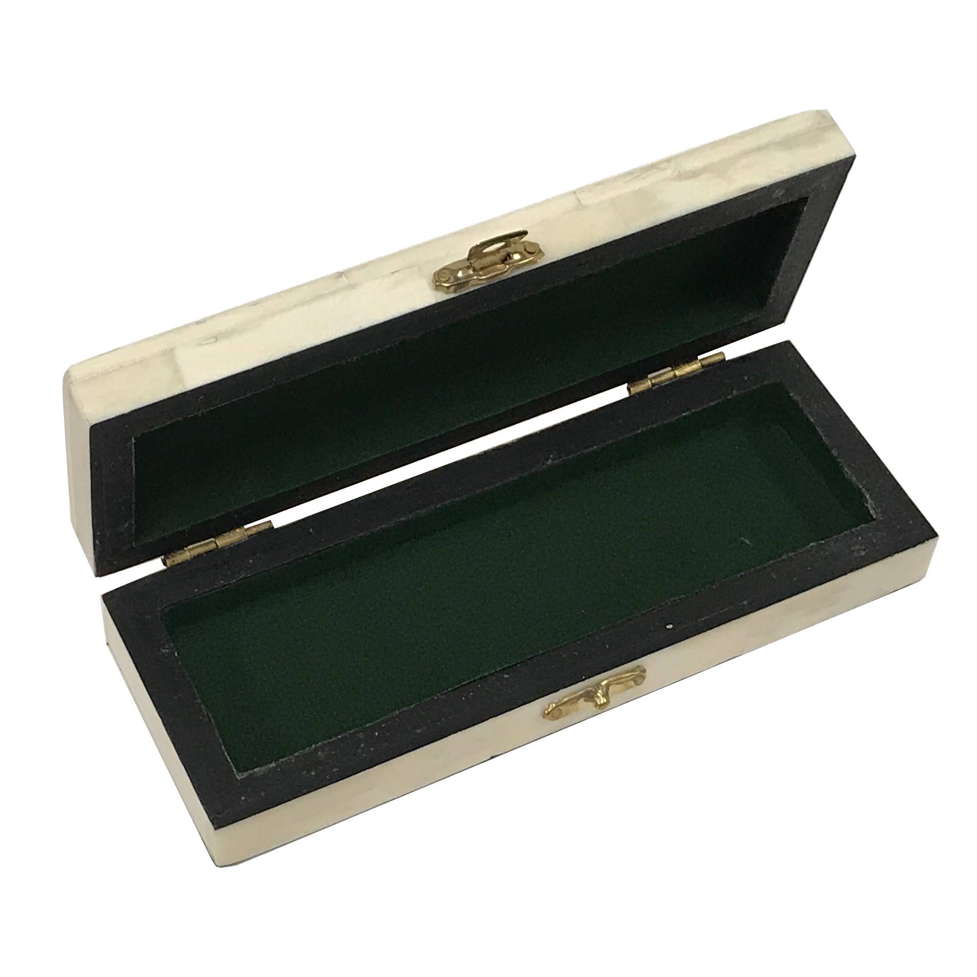Scrimshaw Postage Stamp Bone Box, 6-1/2”