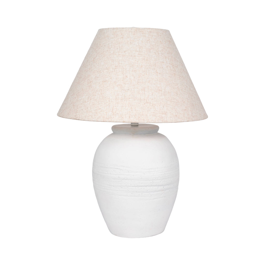 Ceramic Tapered Shade Artisan Jug Table Lamp - White, 27 in.