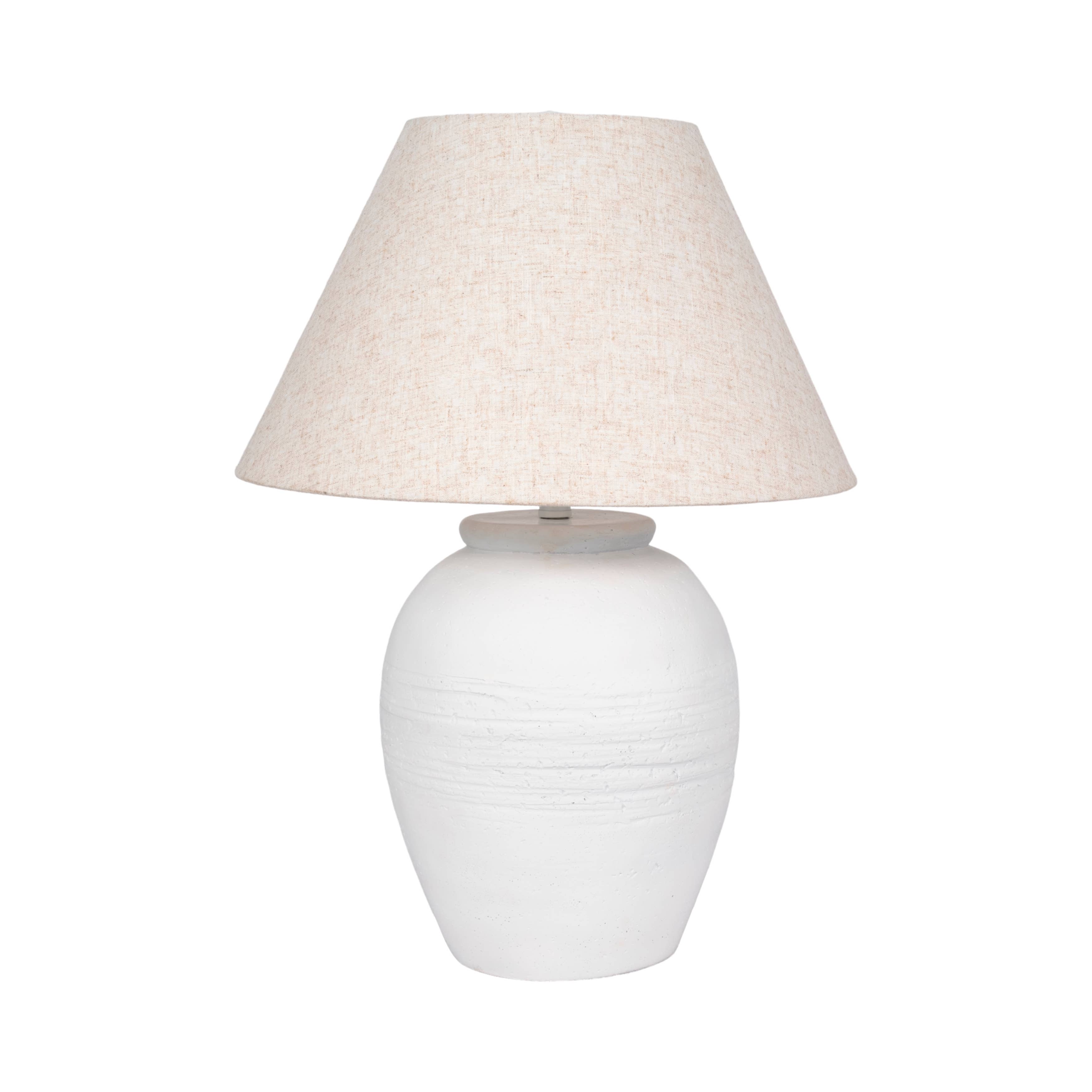 Ceramic Tapered Shade Artisan Jug Table Lamp - White, 27 in.