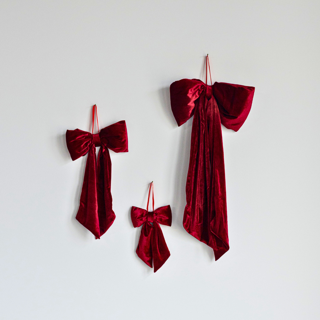 Small Bow- Red Velvet Fabric
