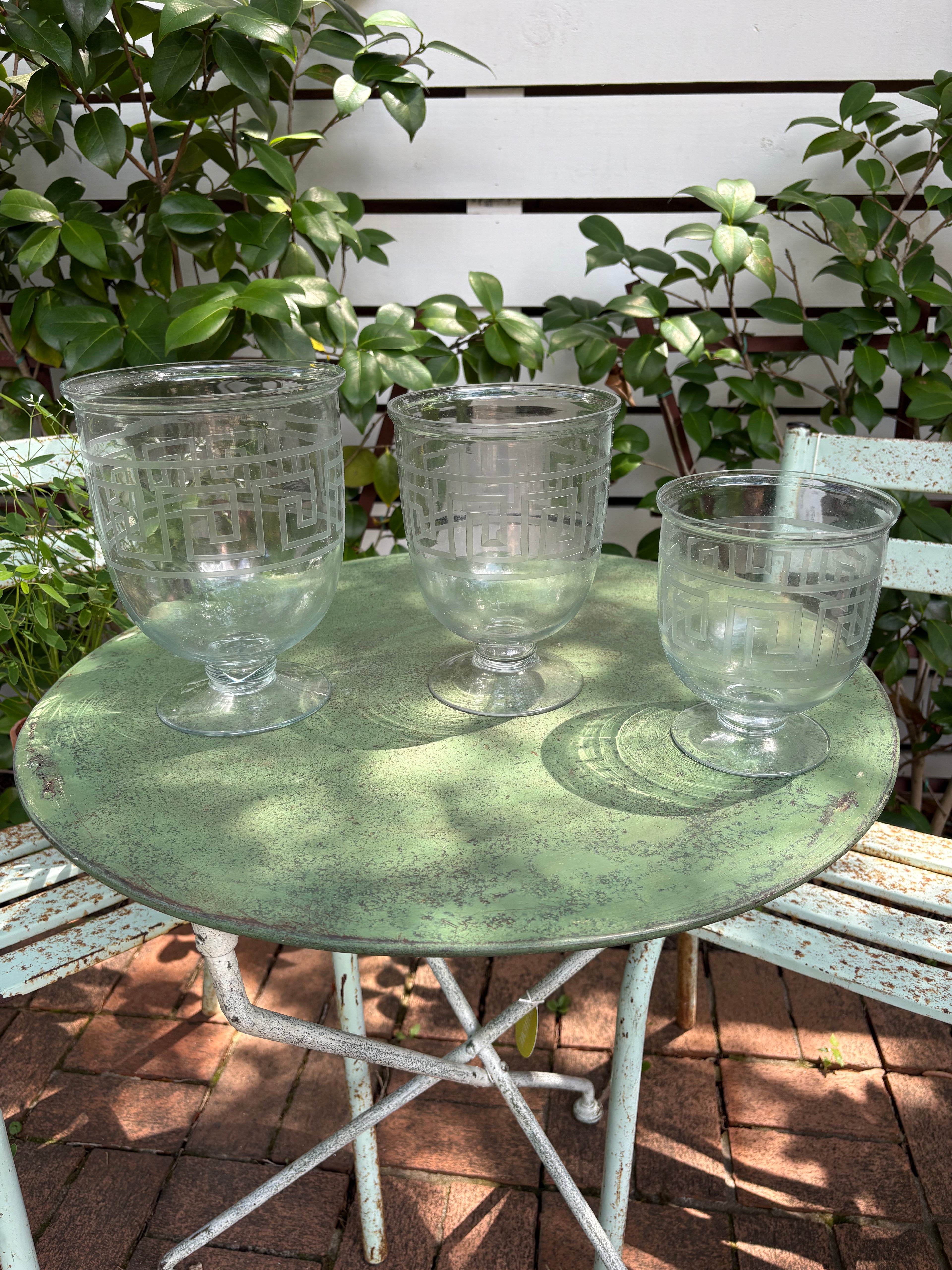 Greek Key Etched Hurricane, Large