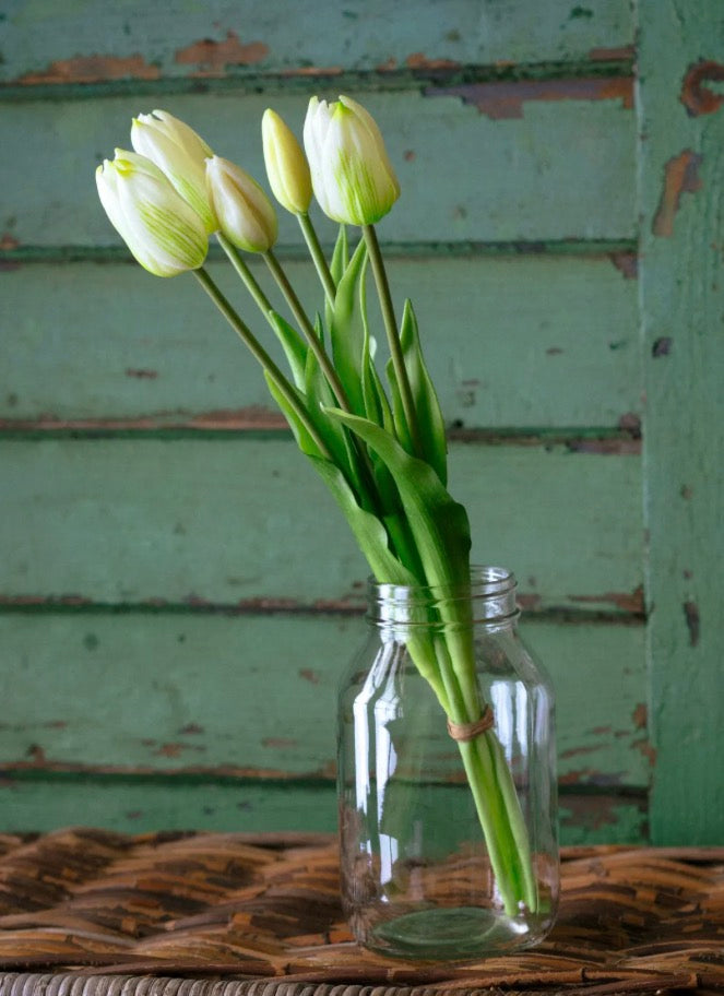 White & Green Tulip Bunch