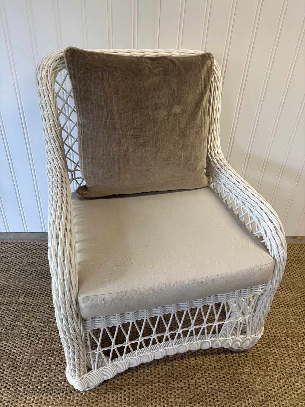 Velvet Throw Pillow with Piping- Desert Taupe