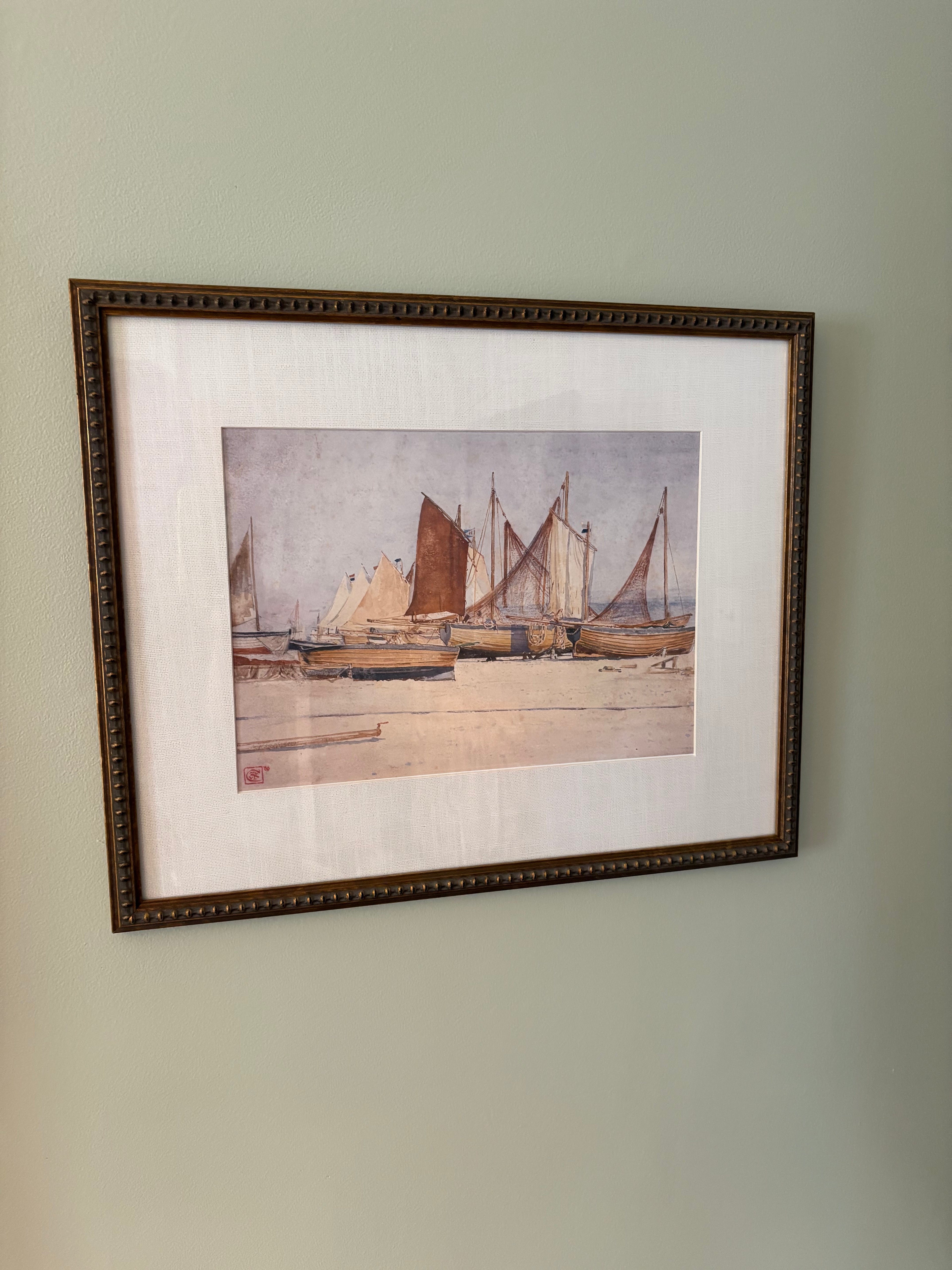 Vintage Oil Sailboat Reproduction
