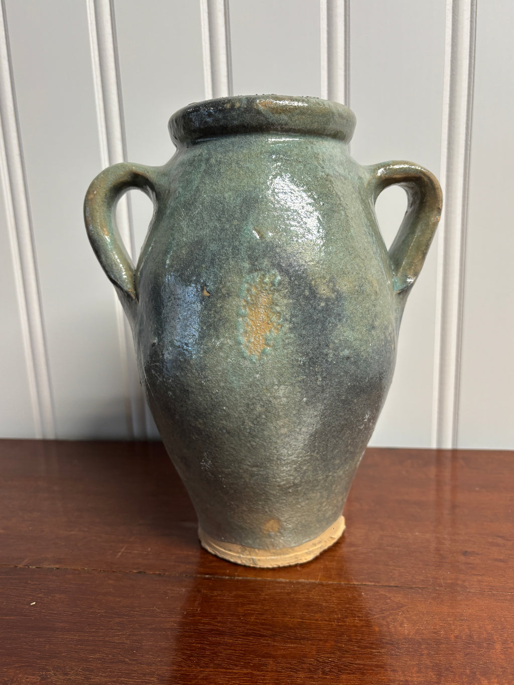 Amphora Ceramic Vase, Blueish-Green