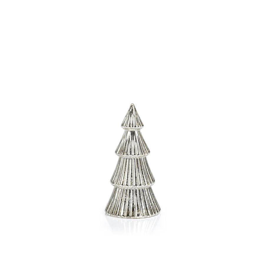Ribbed LED Antique Tree- Small Silver