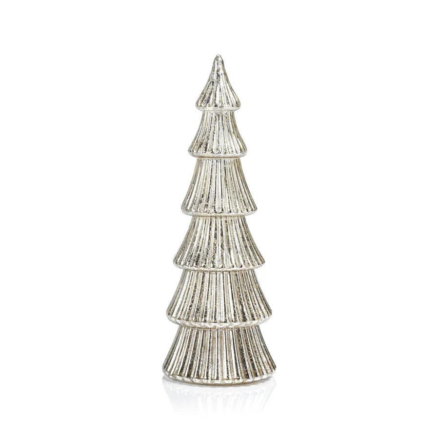 Ribbed LED Antique Tree- Large Silver