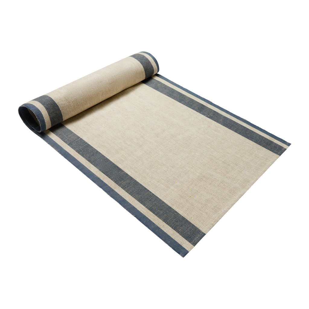 Natural & Blue Table Runner