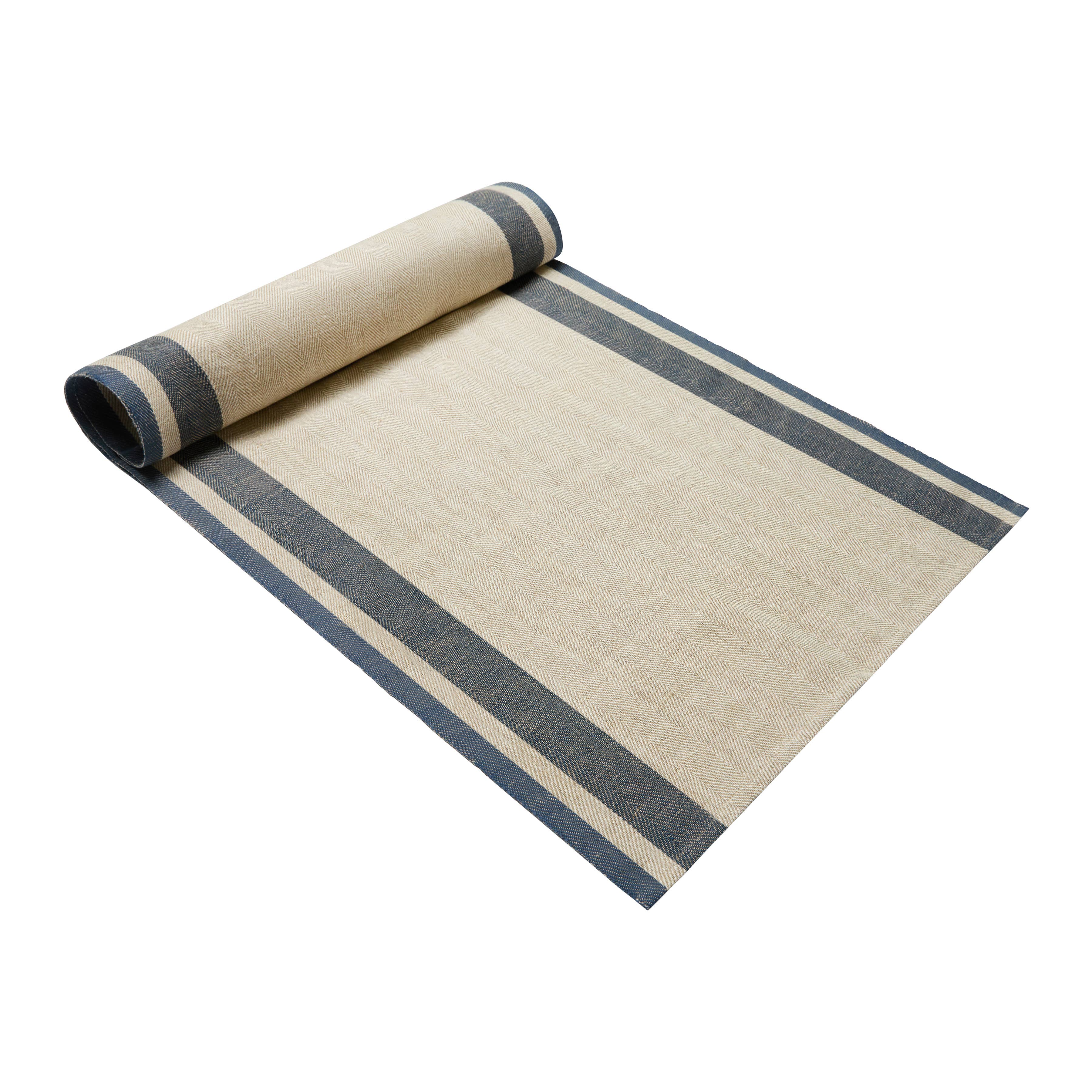 Natural & Blue Table Runner