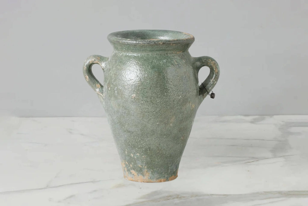 Amphora Ceramic Vase, Blueish-Green