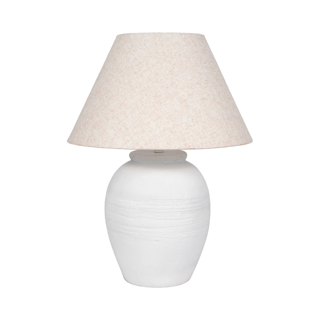 Ceramic Tapered Shade Artisan Jug Table Lamp - White, 27 in.