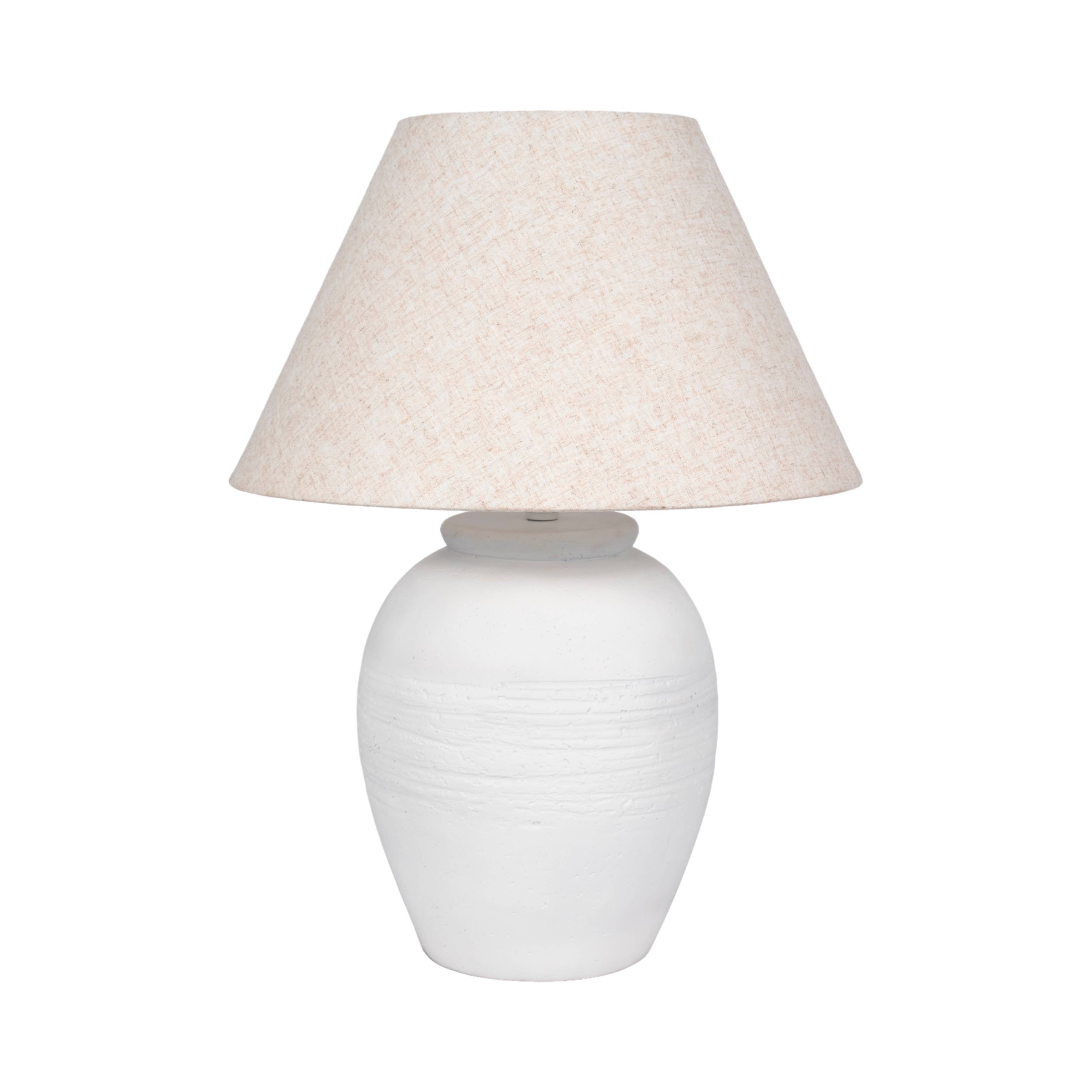 Ceramic Tapered Shade Artisan Jug Table Lamp - White, 27 in.