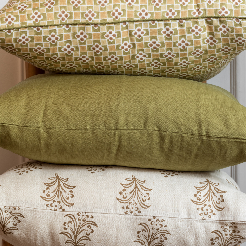 Throw Pillow- Olive Checks
