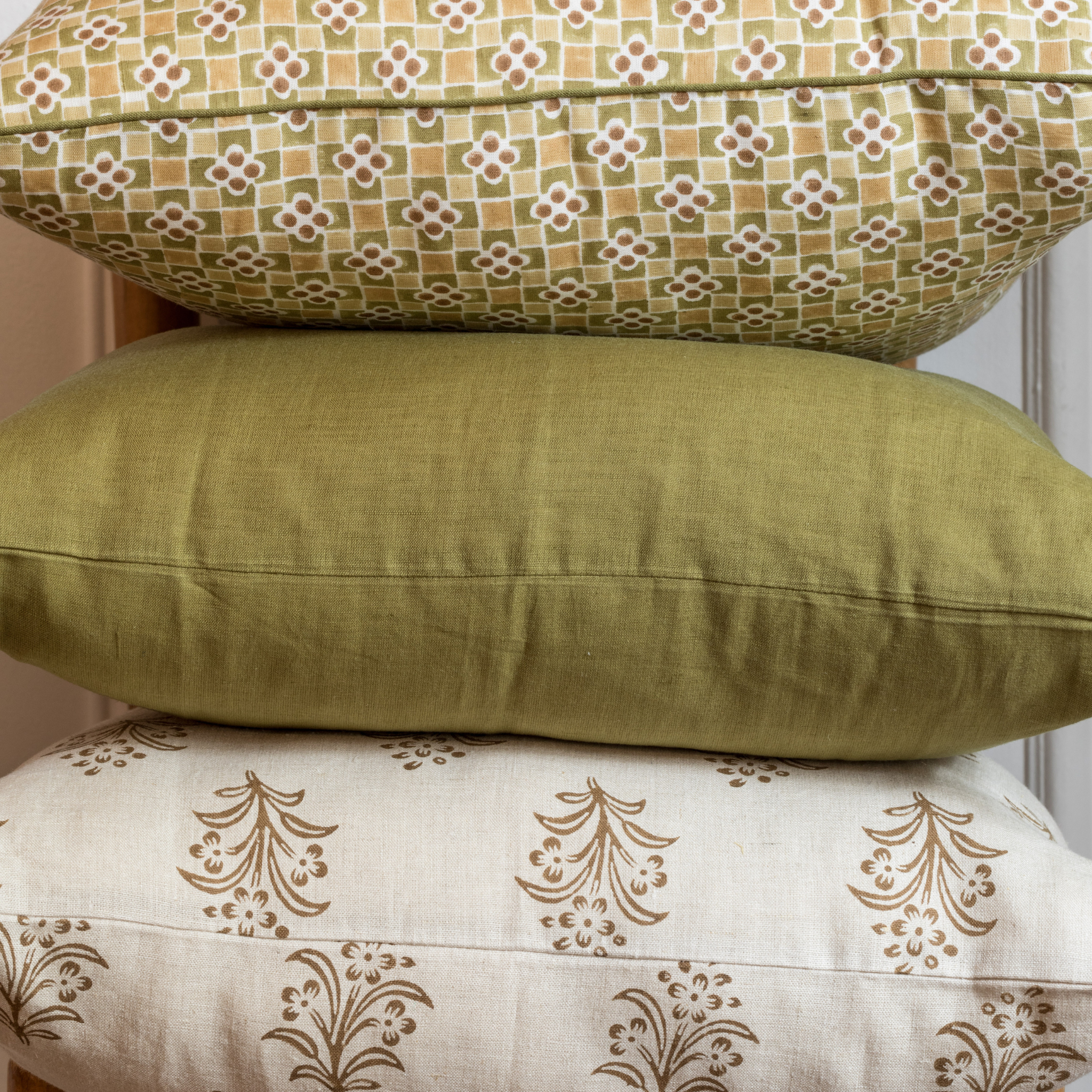 Throw Pillow- Olive Checks