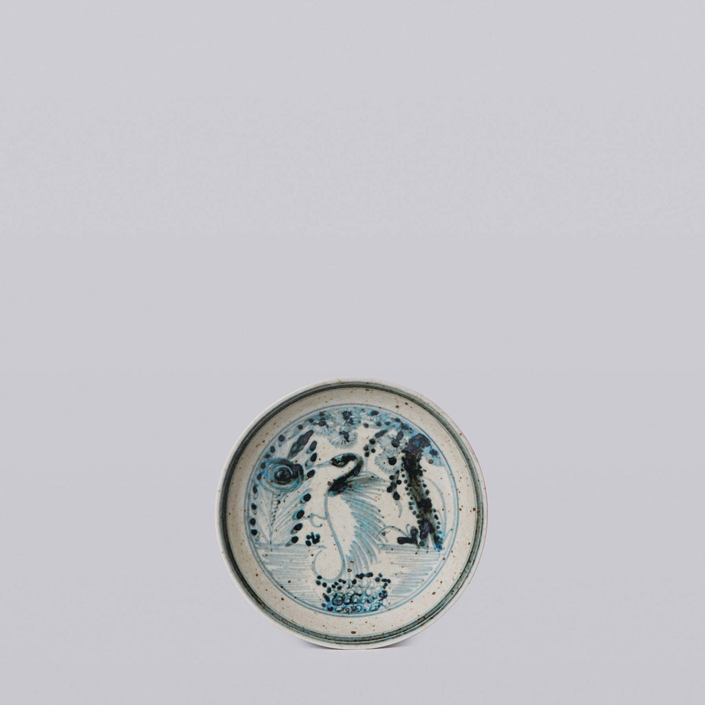 Blue and White Porcelain Dancing Crane Dish- Small