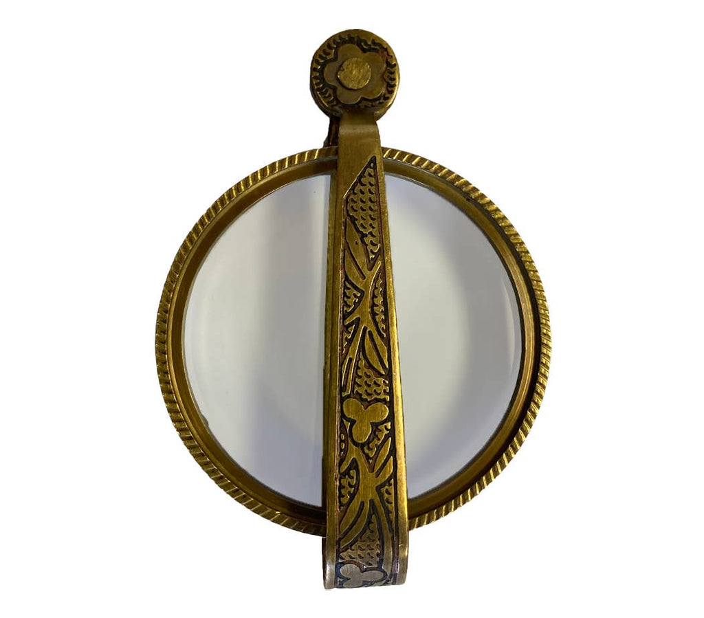 Antiqued Folding Brass Magnifying Glass | Tabletop decor