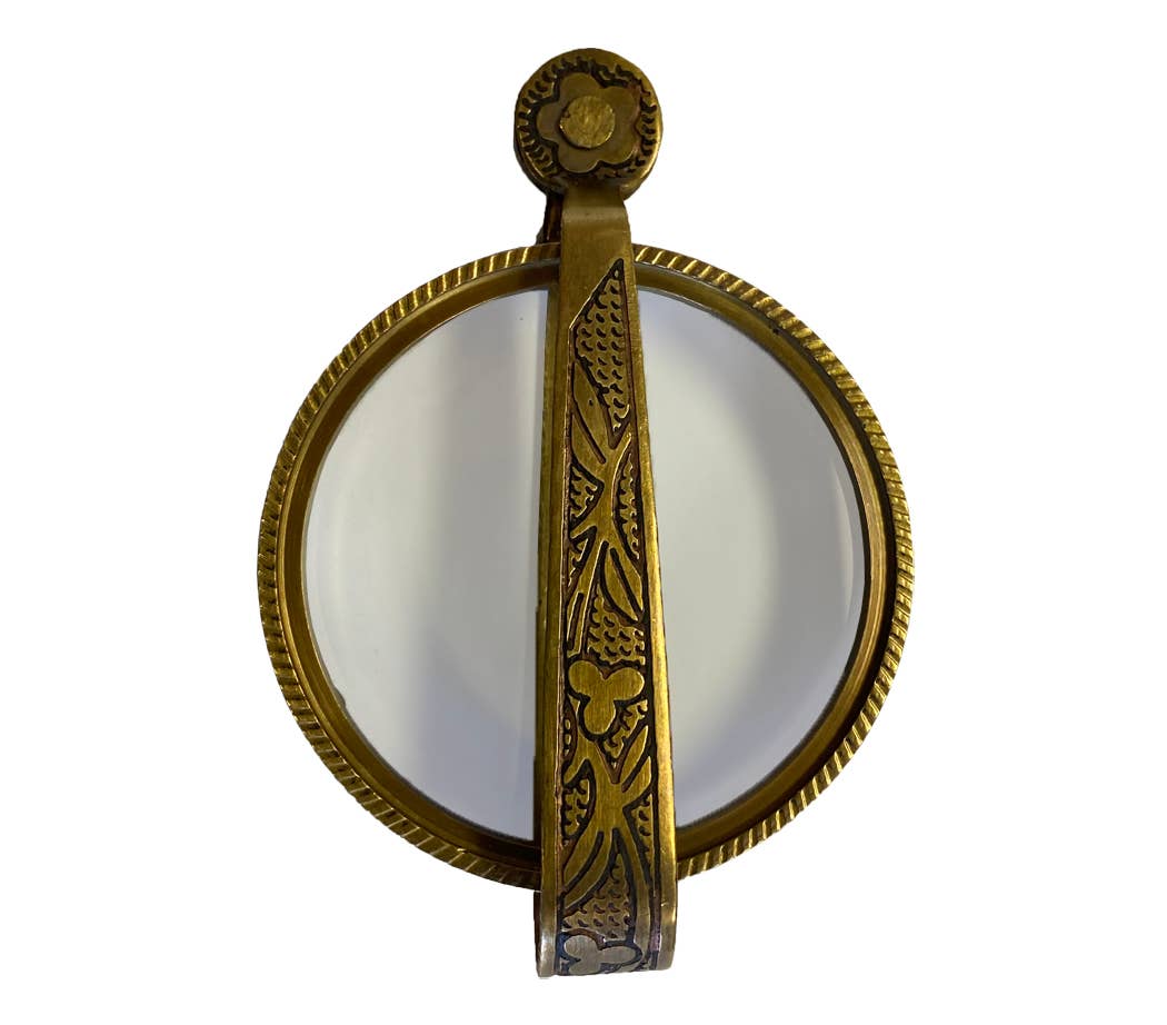 Antiqued Folding Brass Magnifying Glass | Tabletop decor