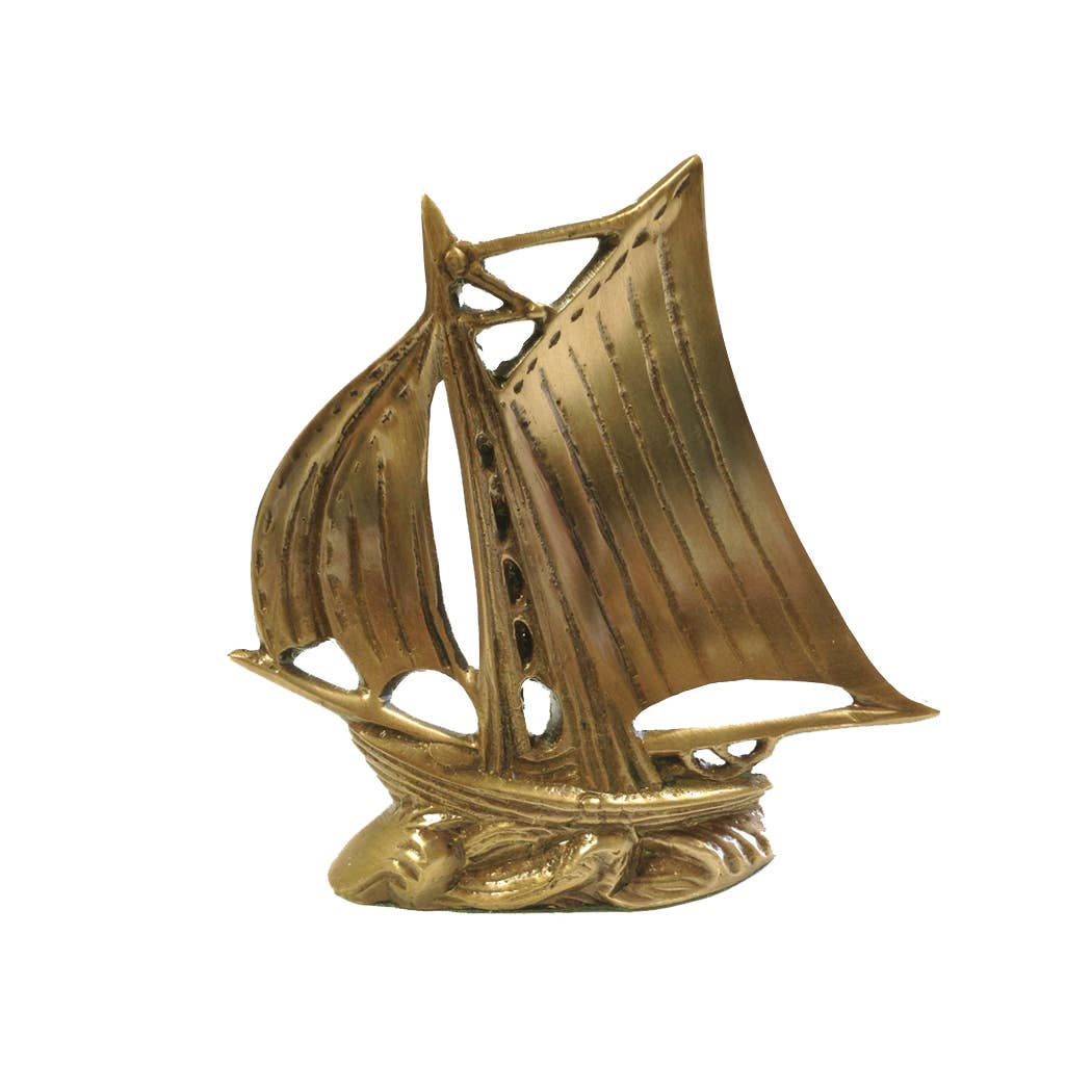 Antiqued Brass Sloop Sailboat Paperweight | Home Accents