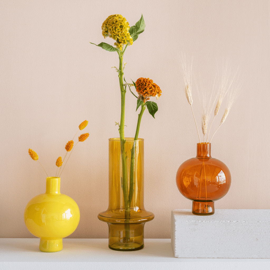 Vase Recycled Glass Yolk Yellow: Yellow / RECYCLED GLASS