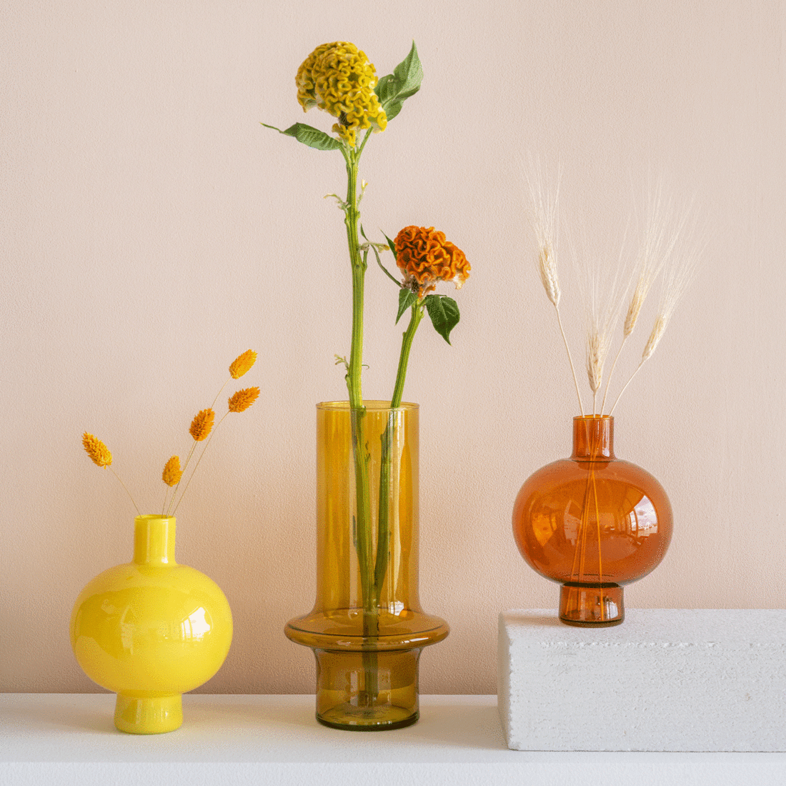 Vase Recycled Glass Yolk Yellow: Yellow / RECYCLED GLASS