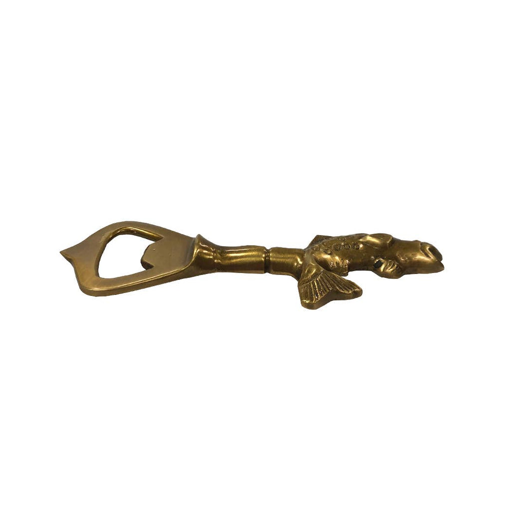 Antiqued Solid Brass Vintage Fish Bottle Opener | Barware