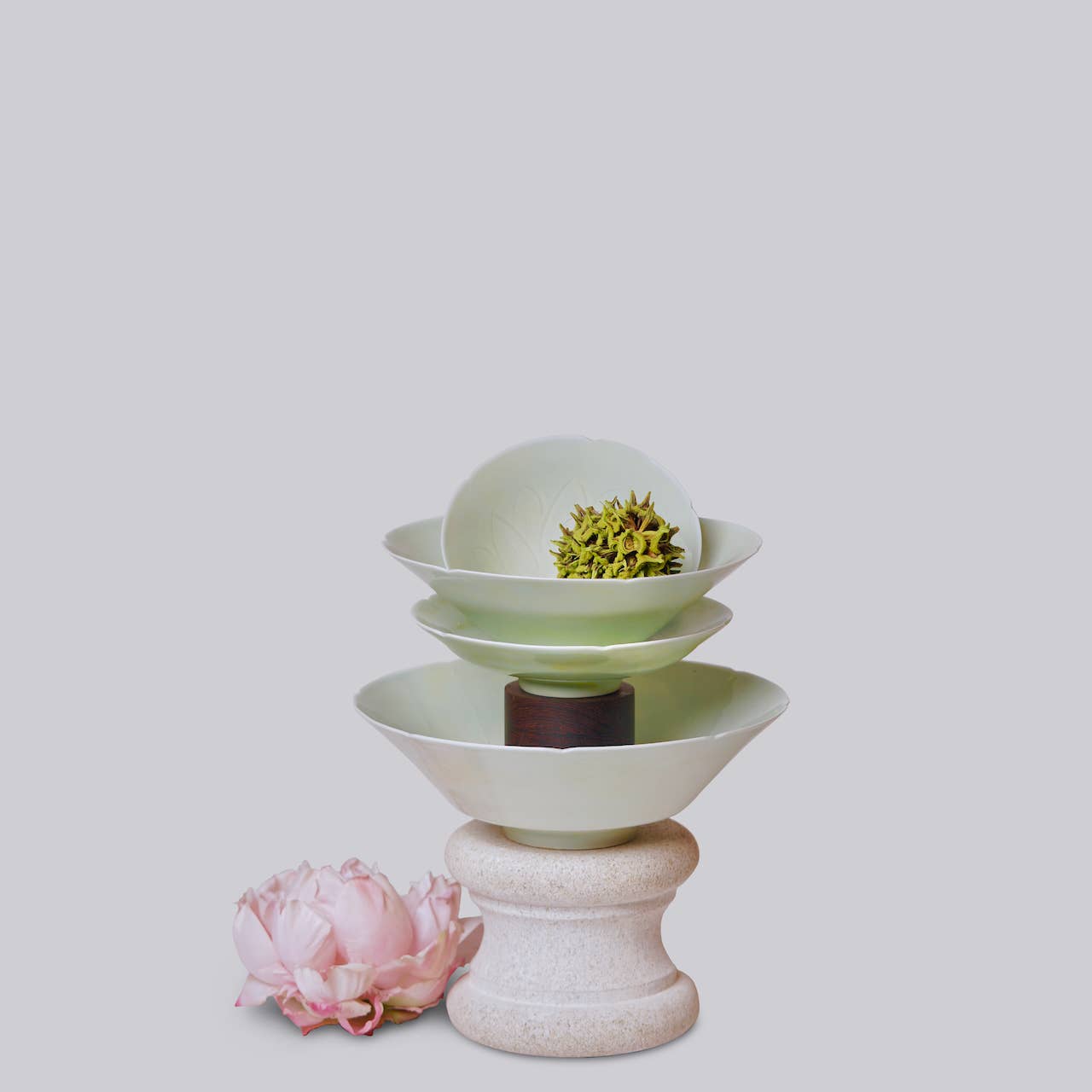 Celadon Porcelain Lotus Conical Bowl- Small