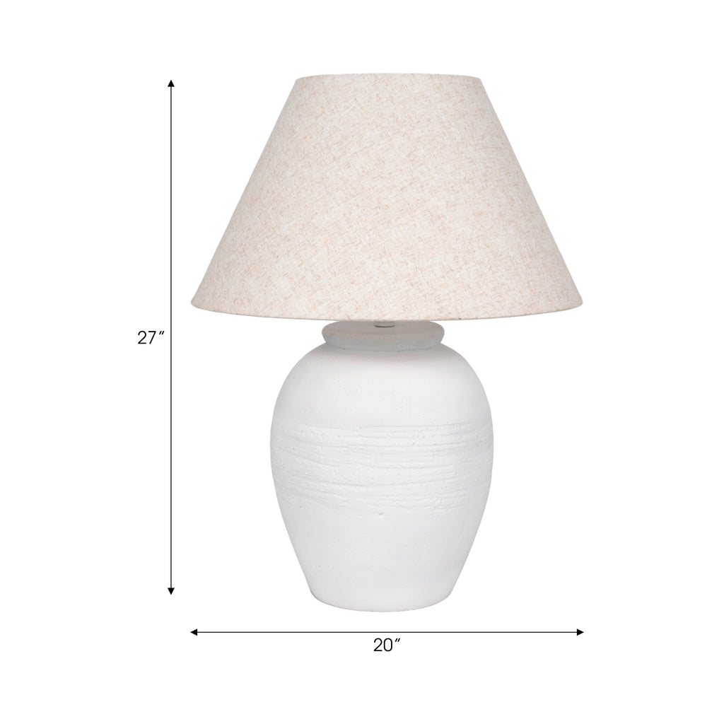Ceramic Tapered Shade Artisan Jug Table Lamp - White, 27 in.