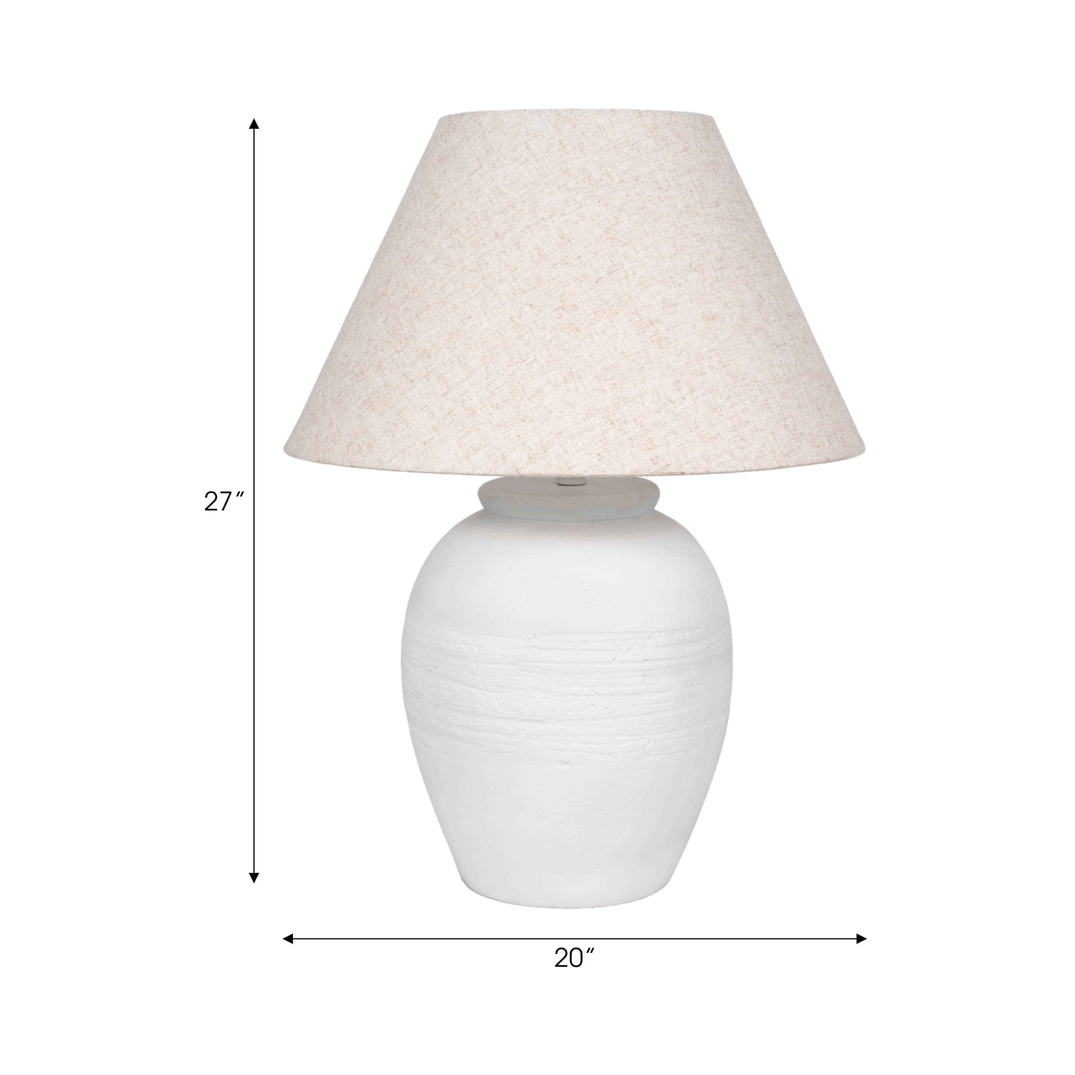 Ceramic Tapered Shade Artisan Jug Table Lamp - White, 27 in.
