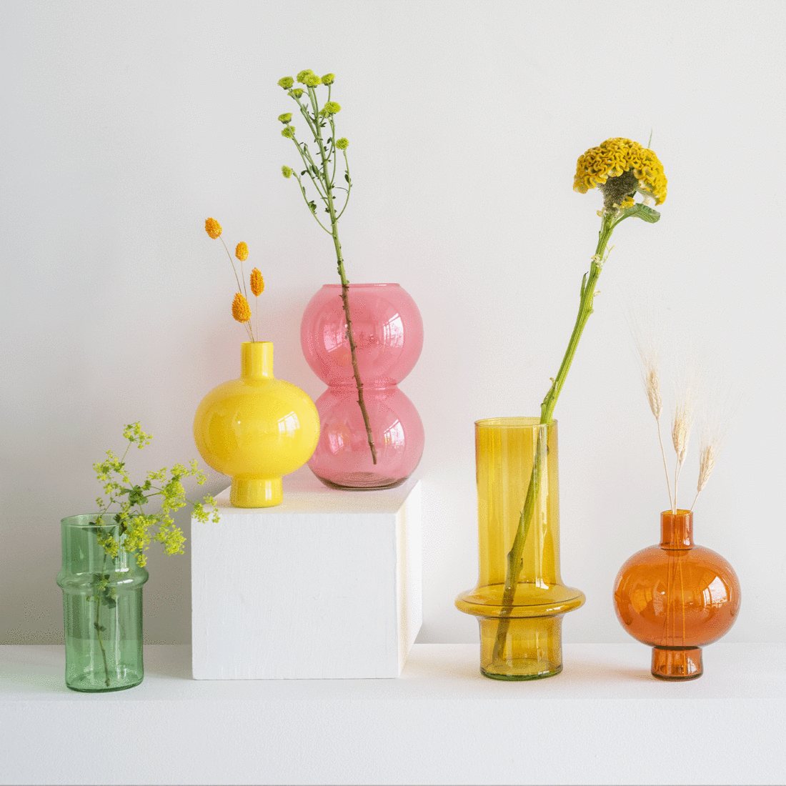 Vase Recycled Glass Yolk Yellow: Yellow / RECYCLED GLASS