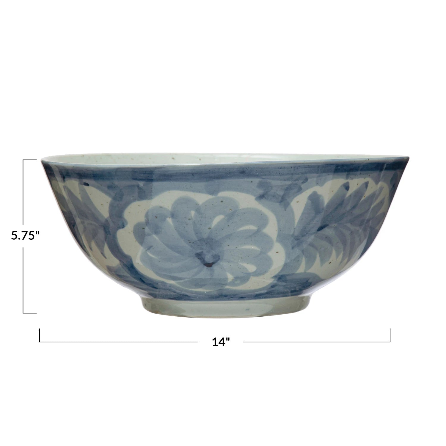 Hand-Painted Stoneware Bowl- Blue & White