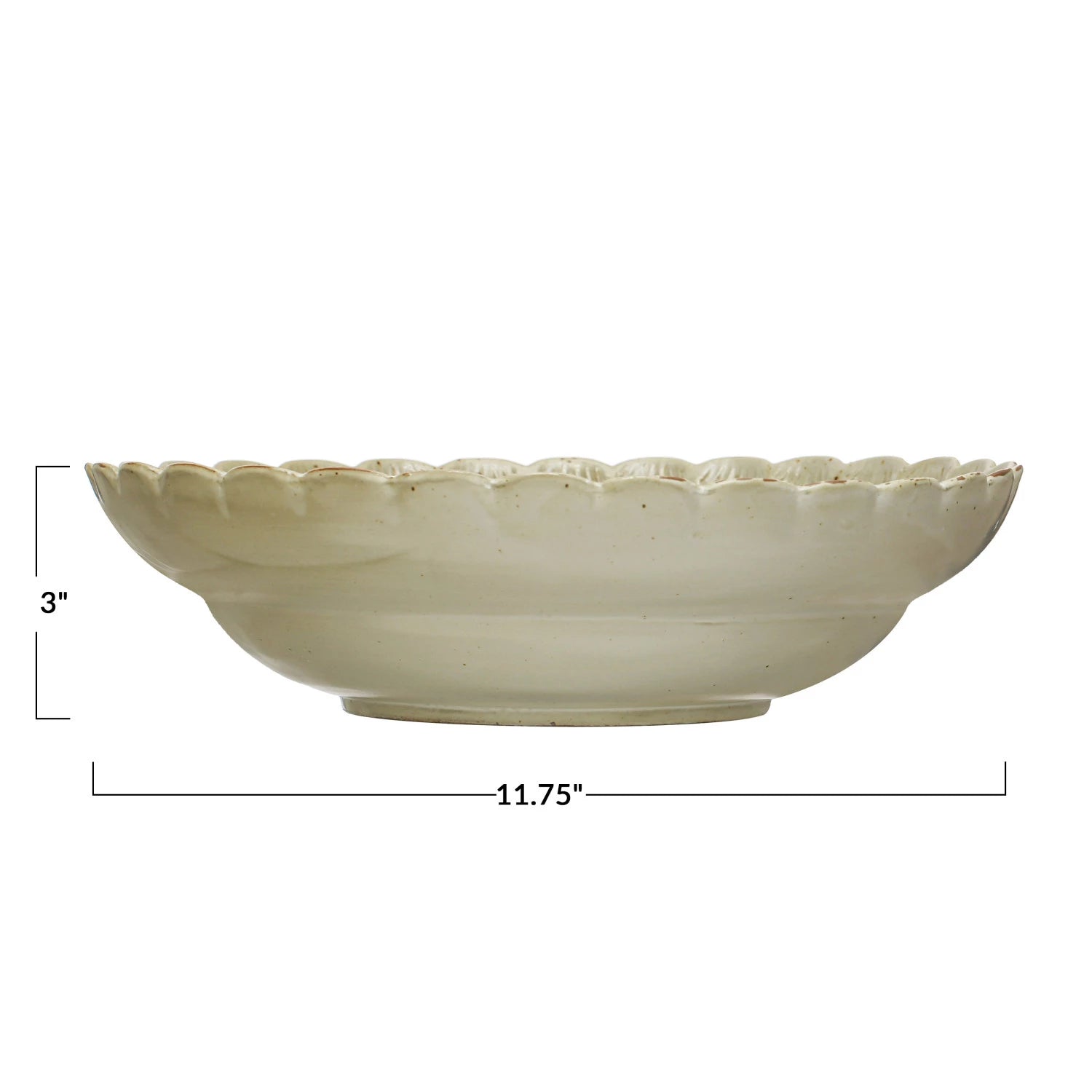 Scalloped Edge Stoneware Bowl- Green