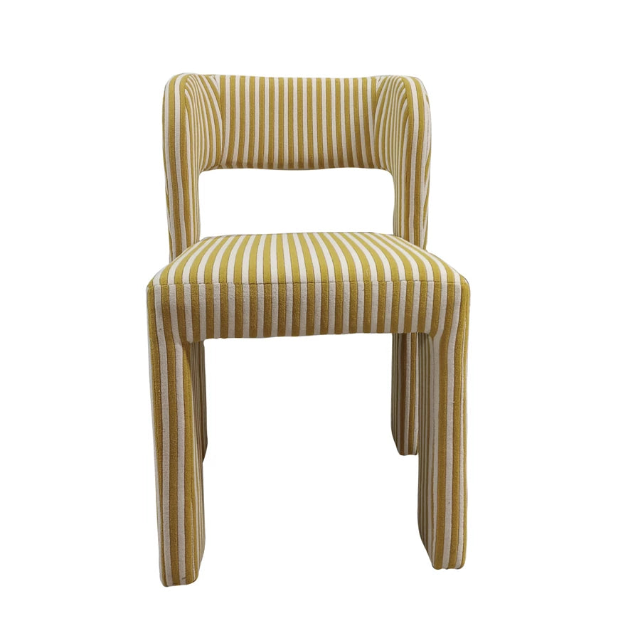 Striped Terry Upholstered Dining Chair- Cream & Yellow
