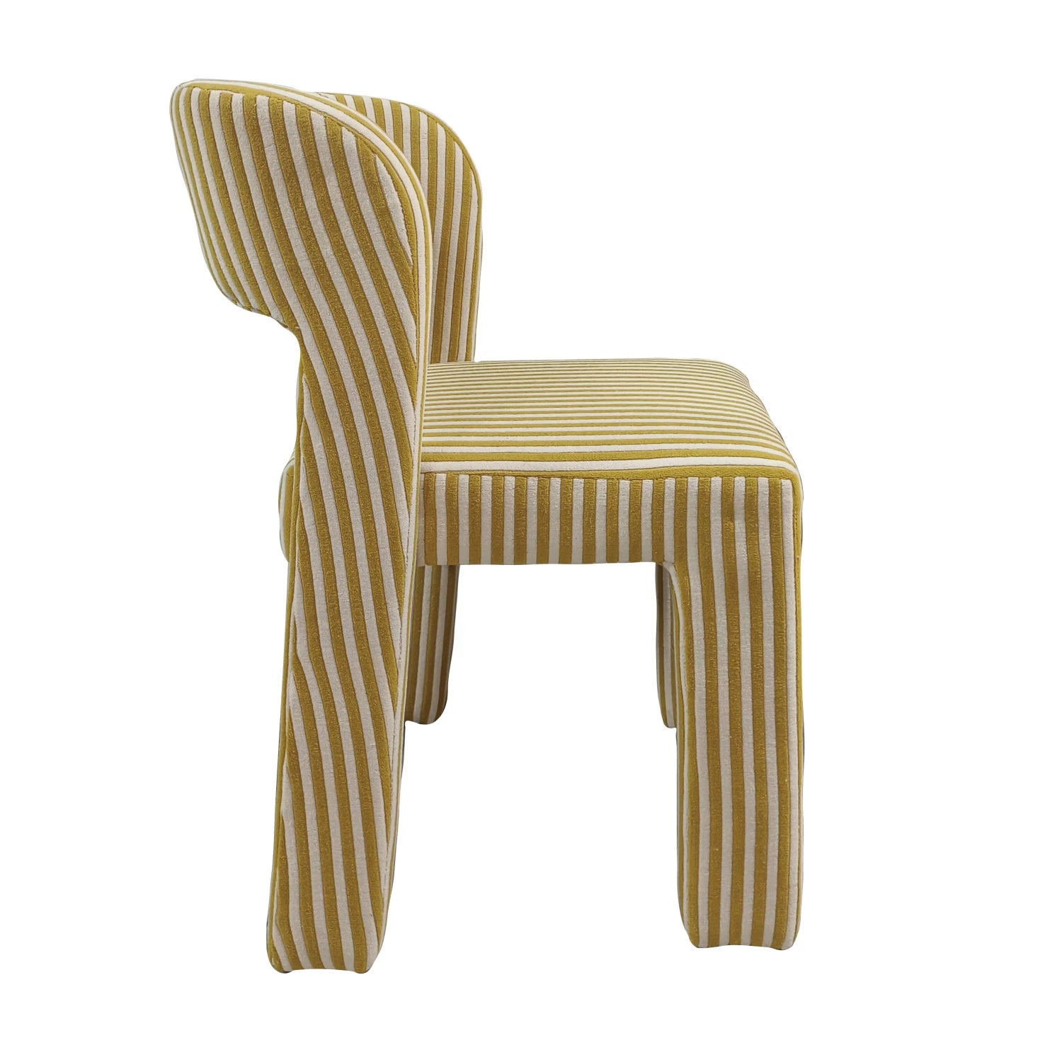 Striped Terry Upholstered Dining Chair- Cream & Yellow