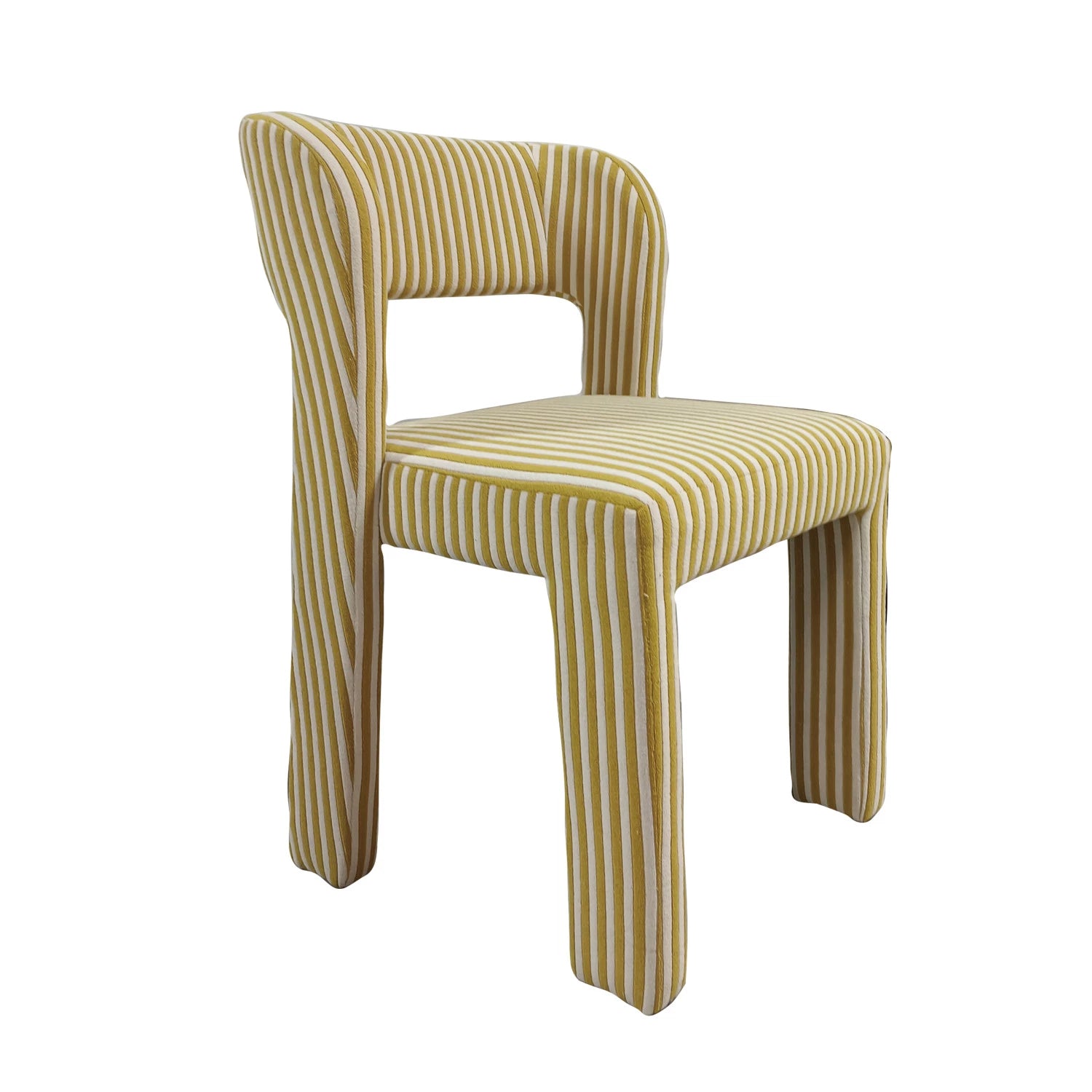 Striped Terry Upholstered Dining Chair- Cream & Yellow