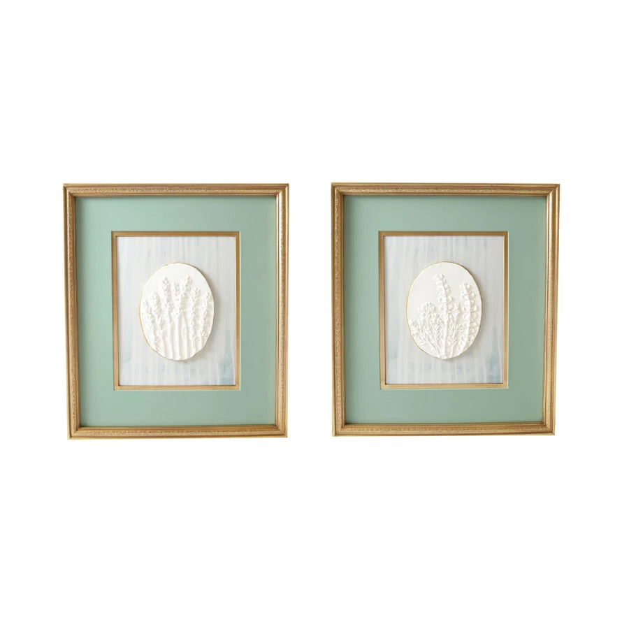 Embossed Resin Botanical Artwork- Set of 2